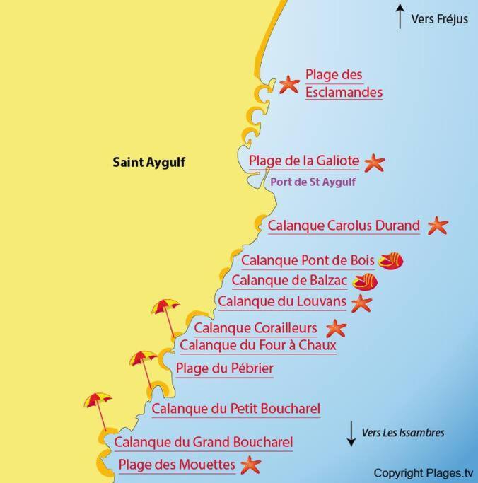 Appartement L'Evasion, Vue Mer, Plages A Pied Frejus Luaran gambar
